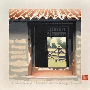 Look through...hear their voices by Howard, Daryl, Woodblock Print