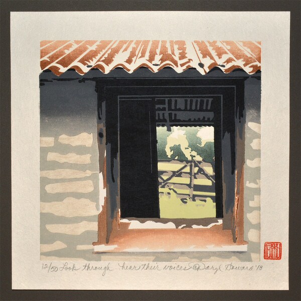 Look through...hear their voices by Howard, Daryl, Woodblock Print