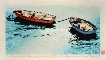 I have only one song...as I await your return...our legend shimmers by Howard, Daryl, Woodblock Print
