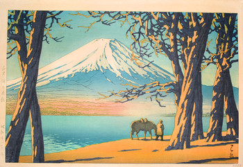 Late Autumn at Lake Yamanaka by Hasui, Woodblock Print