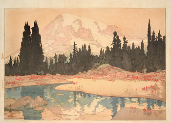 Mount Rainier by Yoshida, Hiroshi, Woodblock Print