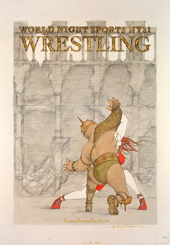 Wrestling by Takeda, Hideo, Drawing