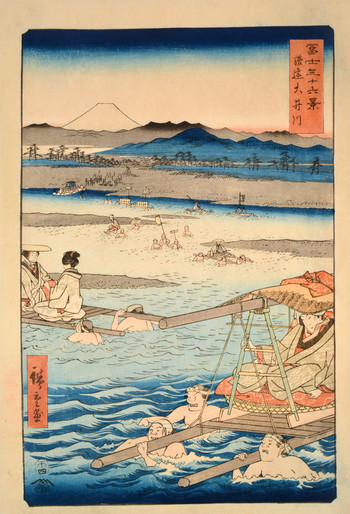 The Oi River between Suruga and Totomi Provinces by Hiroshige, Woodblock Print