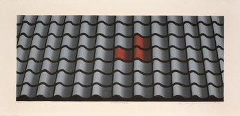 Roof Tile Composition by Miyamoto, Shufu, Woodblock Print
