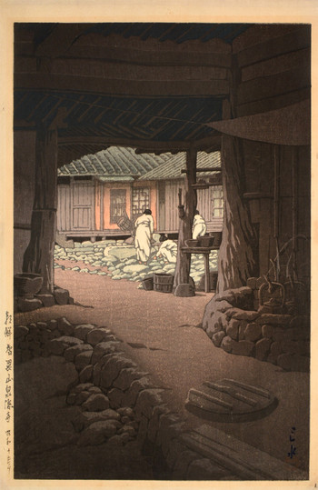 Senonji Temple at Mt. Chii, Korea by Hasui, Woodblock Print