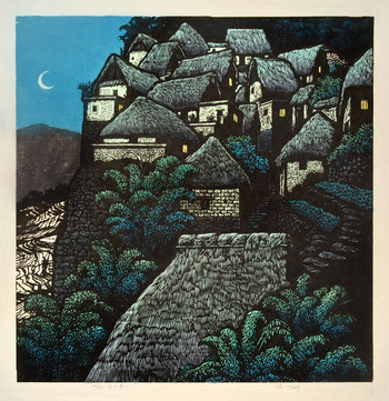 The Moon Above Eastern Mountain by Shi, Yi, Woodblock Print
