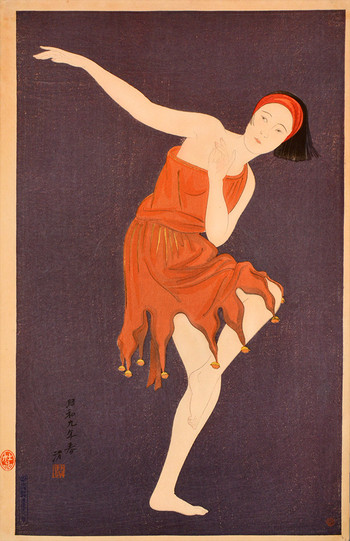 Western Style Dance by Kiyoshi, Woodblock Print