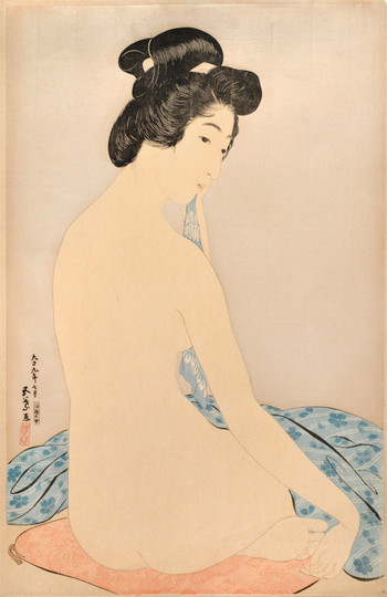 Woman After a Bath by Goyo, Woodblock Print