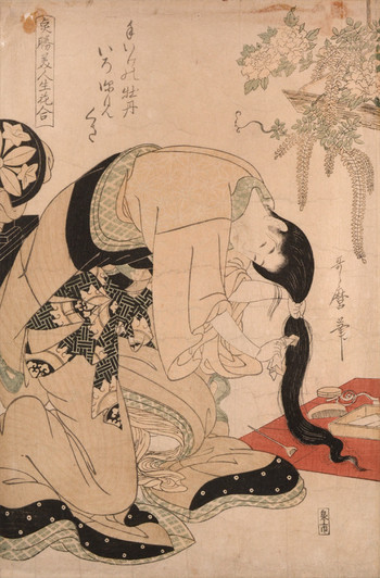 Peony by Utamaro, Woodblock Print