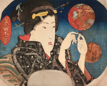Beauty of the Winding Stream Banquet by Kunisada, Woodblock Print