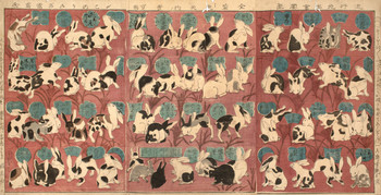 Rabbit Show Exhibition List by Yoshitsuya II, Woodblock Print