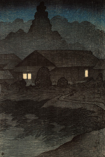 Tsuta Spa, Mutsu by Hasui, Woodblock Print