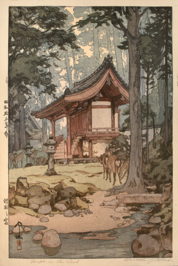 Temple in the Wood by Yoshida, Hiroshi, Woodblock Print