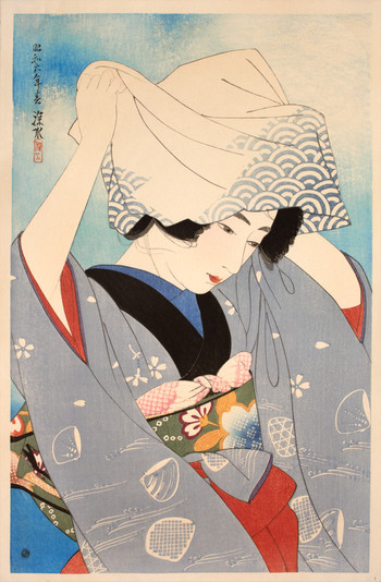 Gathering Seashells by Shinsui, Woodblock Print