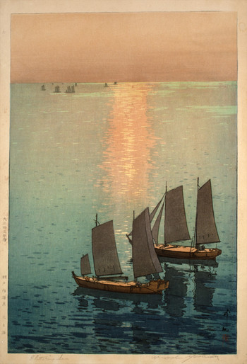 Woodblock print title Glittering Sea from the series The Inland Sea by Hiroshi Yoshida