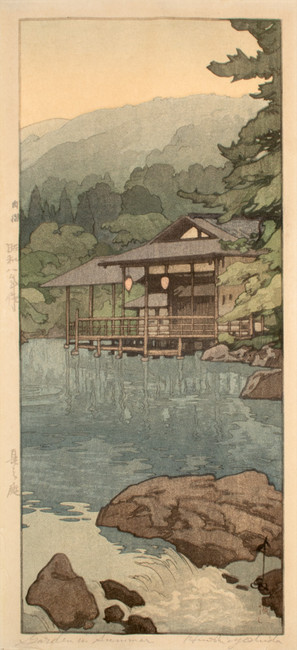 woodblock print titled Garden In Summer by Hiroshi Yoshida