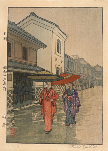 Umbrella by Yoshida, Toshi, Woodblock Print