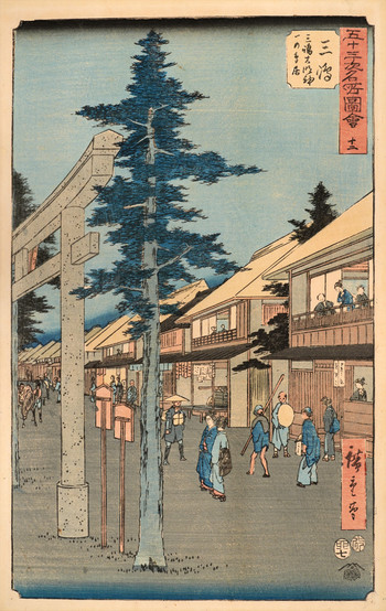 Mishima by Hiroshige, Woodblock Print