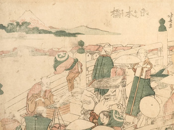 Nihonbashi by Hokusai, Woodblock Print