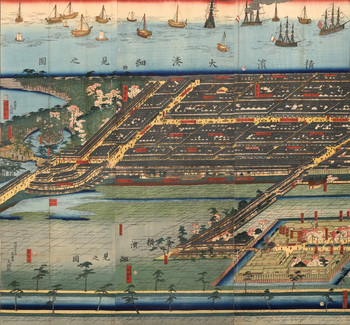 Detailed View of Yokohama by Sadahide, Woodblock Print