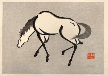 Horse (B) by Urushibara, Mokuchu, Woodblock Print