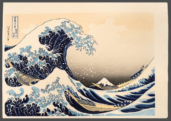 Under the Wave off Kanagawa (Reproduction) by Hokusai, Woodblock Print
