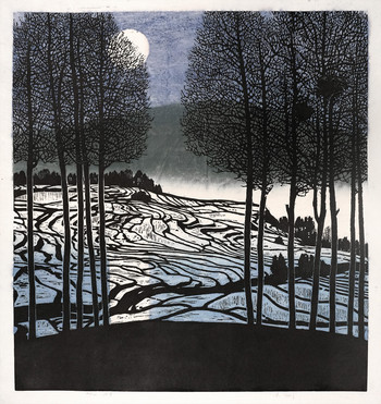 Winter Moon by Shi, Yi, Woodblock Print