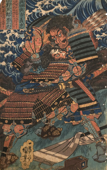 Sanada Yoichi Yoshitada and Matano Goro Kagehisa by Kuniyoshi, Woodblock Print