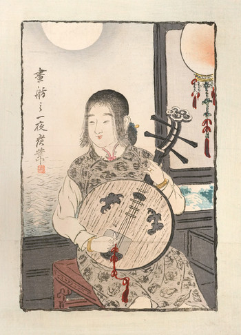 One Night on a Chinese HuaFang boat by Terasaki, Kogyo, Woodblock Print