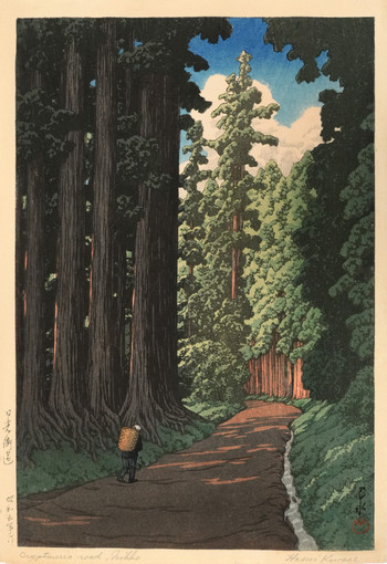 The Road to Nikko by Hasui, Woodblock Print