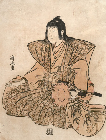 Boy with Large Hand Drum by Kiyonaga, Woodblock Print