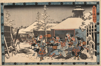 Act XI, Scene III: The Capture of Moronao by Hiroshige, Woodblock Print