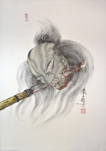 Namakubi Speared by Horiyoshi III, Ink Painting