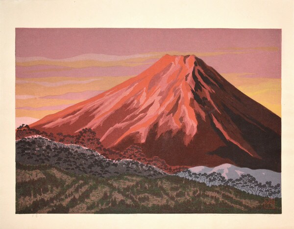 Red Fuji by Ido, Masao, Woodblock Print
