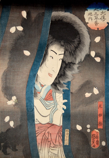 Kabuki Actor Segawa Kikunojo V as Nun Myochin by Kunisada II (aka Kunimasa III, Toyokuni IV), Woodblock Print