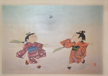 Hanetsuki the New Year's Game by Unsigned / Unknown Artist, Woodblock Print