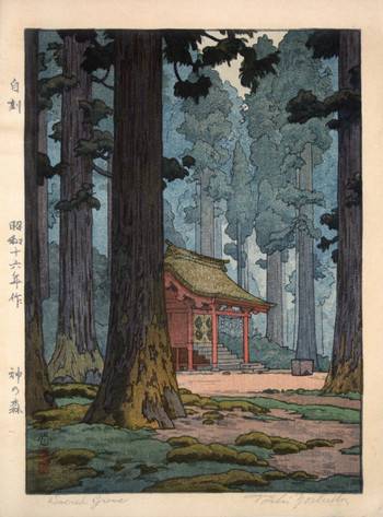 Sacred Grove by Yoshida, Toshi, Woodblock Print