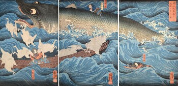 Minamoto no Tametomo Rescued by Tengu by Kuniyoshi, Woodblock Print