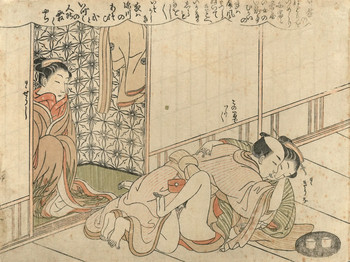 Night at Fukagawa by Harunobu, Woodblock Print
