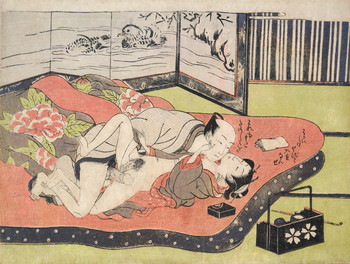 Foreplay by Koryusai, Woodblock Print