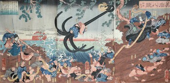 Autumn Moon at Kanzaki by Kuniyoshi, Woodblock Print
