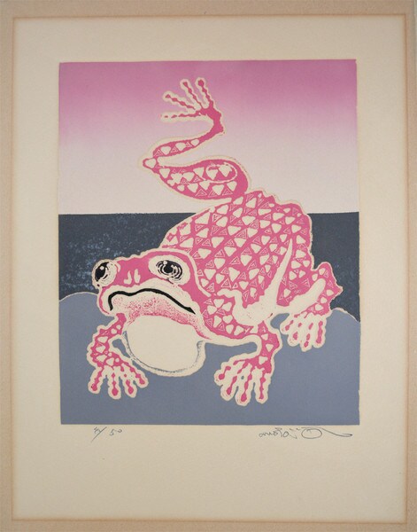 Pink Frog by Oi, Motoi, Woodblock Print