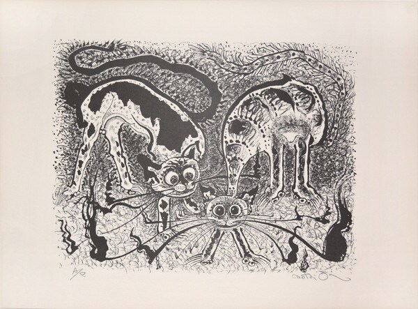 Two Cats by Oi, Motoi, Etching