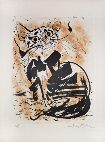 Seated Cat by Oi, Motoi, Etching