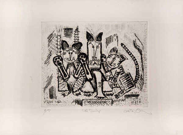 Cat Family by Oi, Motoi, Etching