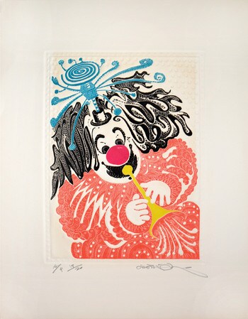 Musician Clown by Oi, Motoi, Etching