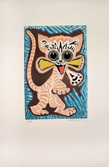 Happy Golden Kitty by Oi, Motoi, Etching