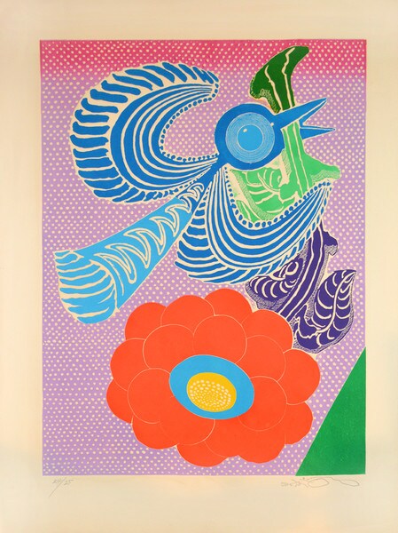 Blue Bird and Red Flower by Oi, Motoi, Etching