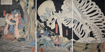 Takiyasha and Skeleton Specter in the Ruined Palace at Soma by Kuniyoshi, Woodblock Print