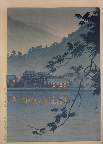 Yumoto Hot Spring, Nikko by Hasui, Woodblock Print
